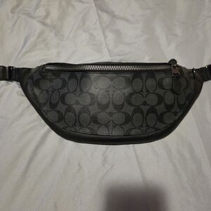 Coach Black Signature Belt Bag with Pattern